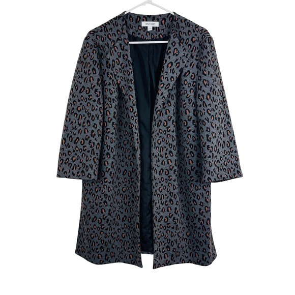 Nine West Jackets & Blazers - Nine West Gray Leopard Print Open Front Coatigan Cardigan Jacket Chic